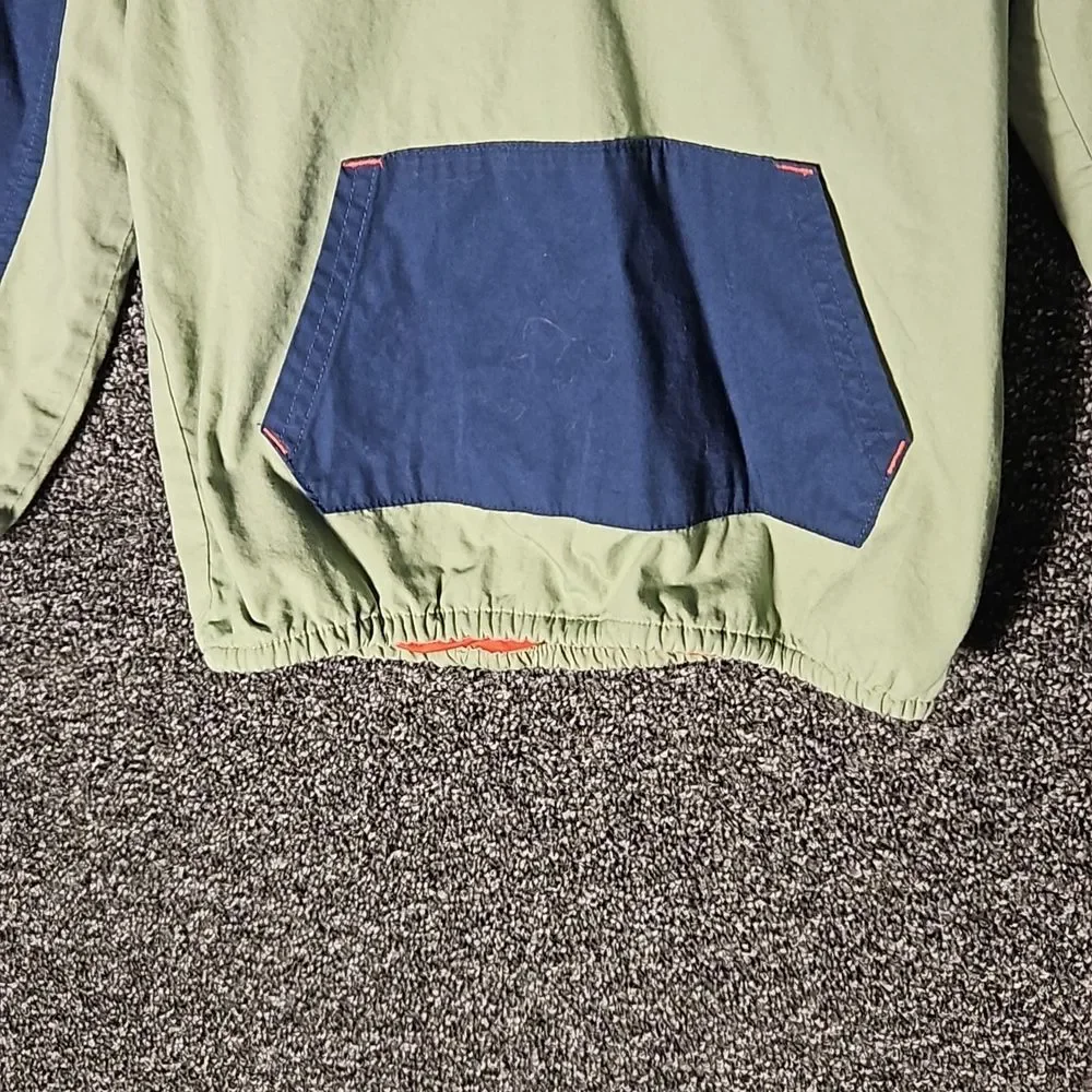 365 Kids Pullover Jacket Tan Navy Orange Dinosaur Size 6 Quarter 1/4 Zip